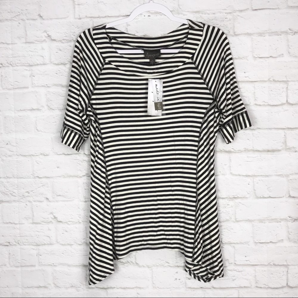 Apropos Ballet Neck Asymmetrical Striped Tunic NWT